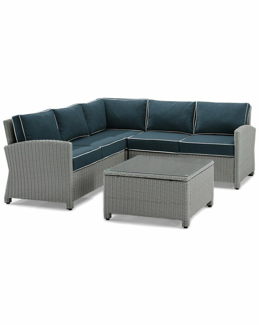 Seating Crosley | Crosley Furniture Bradenton 4Pc Outdoor Wicker Sectional Set Home Seating