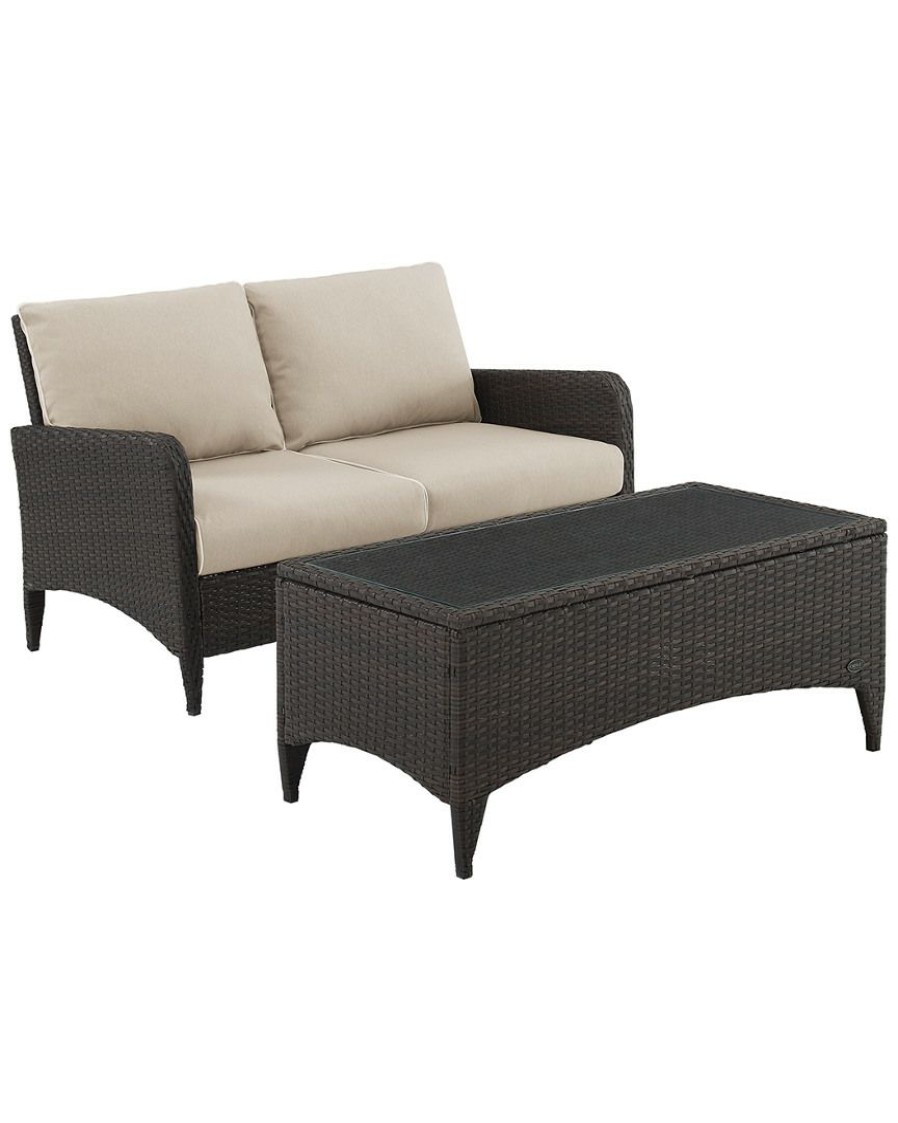 Seating Crosley | Crosley Kiawah 2Pc Outdoor Wicker Chat Set Home Seating