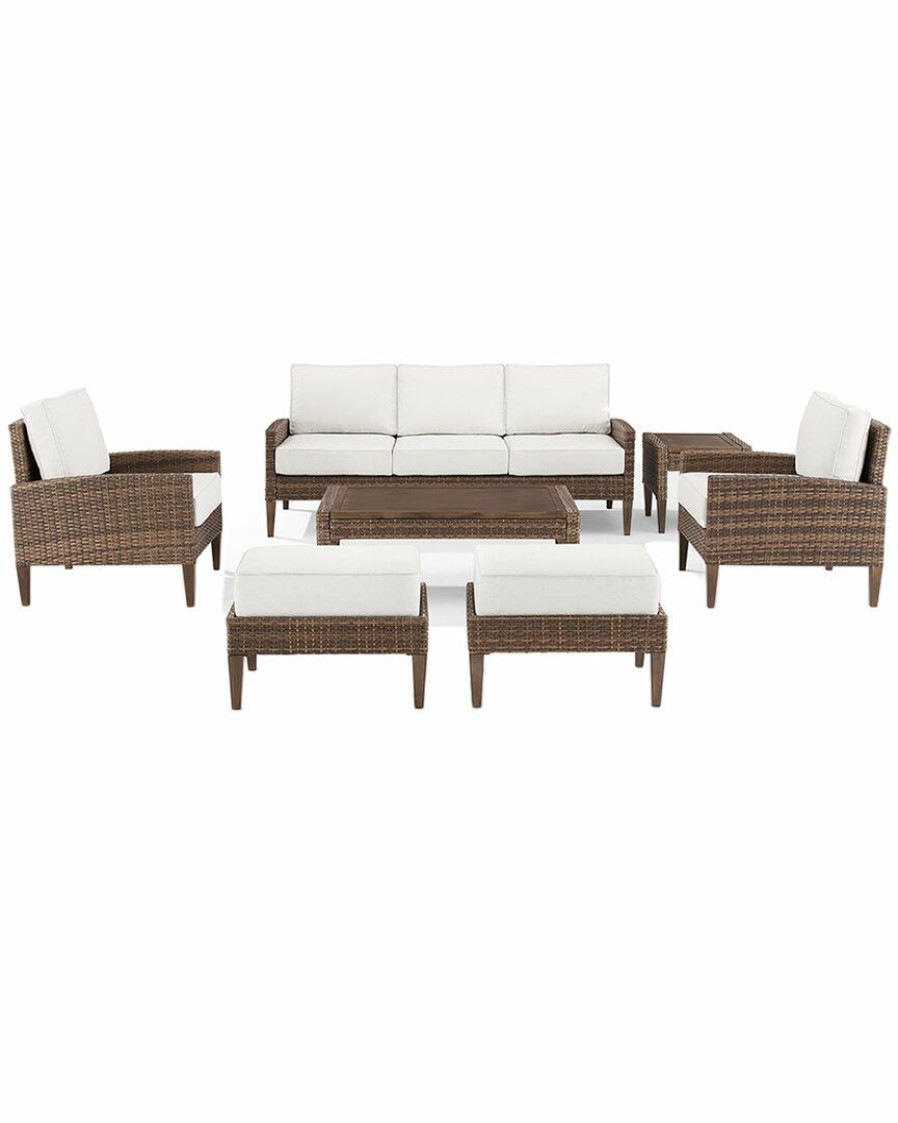 Seating Crosley | Crosley Capella 7Pc Outdoor Wicker Sofa Set Home Seating