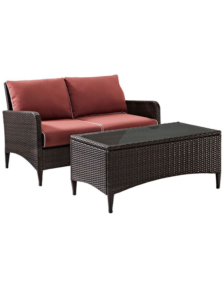 Seating Crosley | Crosley Kiawah 2Pc Outdoor Wicker Chat Set Home Seating