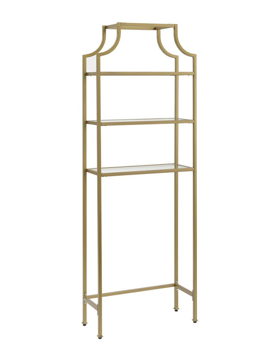 Bookcases & Shelving Crosley | Crosley Aimee Space Saver Gold Home Bookcases & Shelving