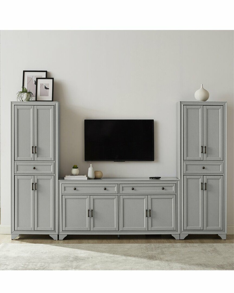 Tv Stands & Consoles Crosley | Crosley Furniture Tara 3Pc Entertainment Set Home Tv Stands & Consoles