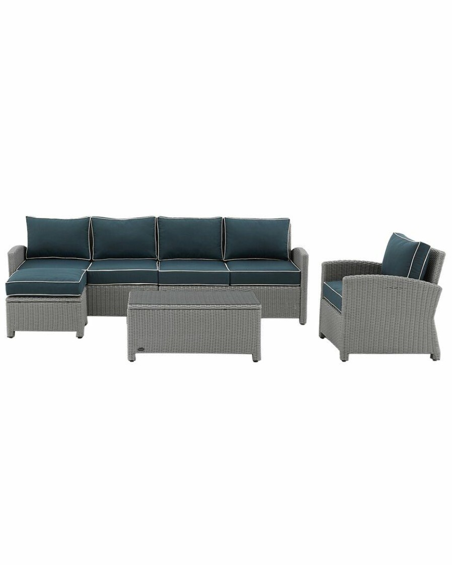 Seating Crosley | Crosley Bradenton 5Pc Outdoor Wicker Sectional Set Home Seating