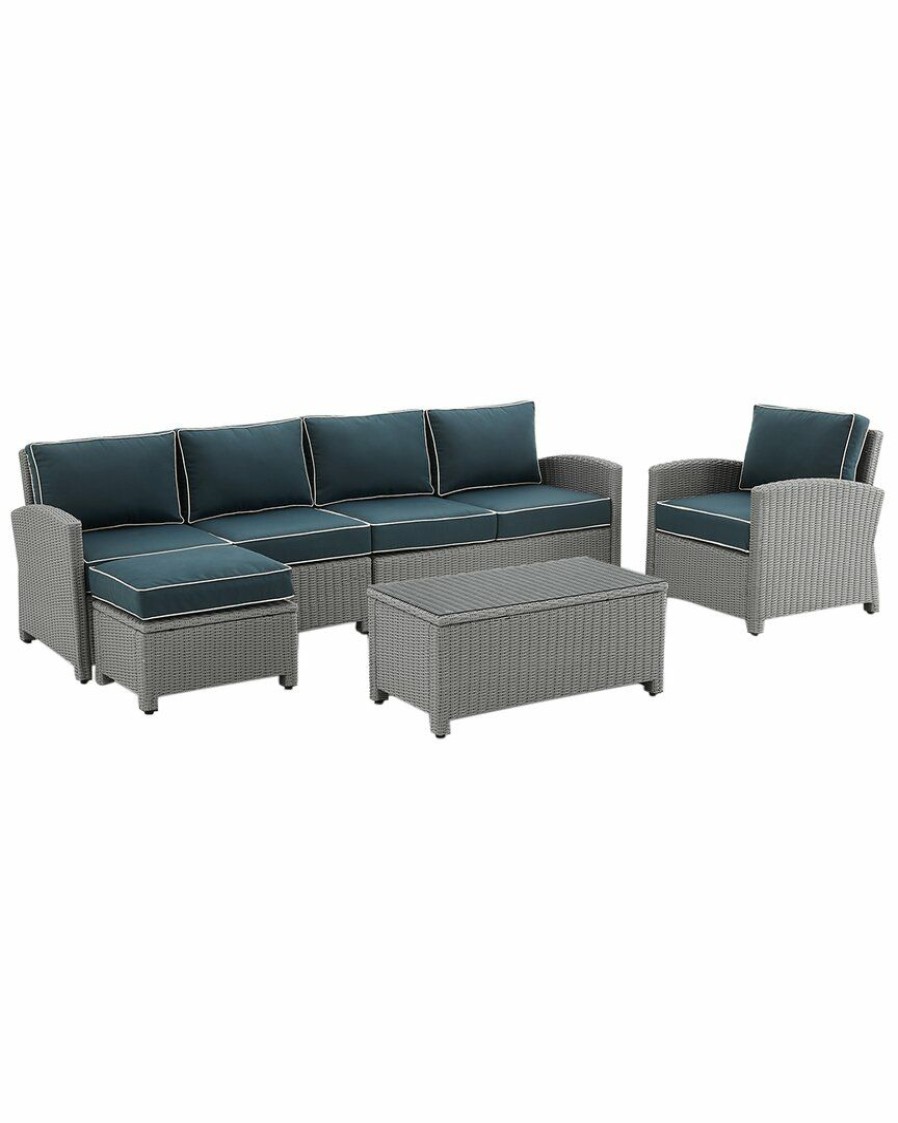 Seating Crosley | Crosley Bradenton 5Pc Outdoor Wicker Sectional Set Home Seating