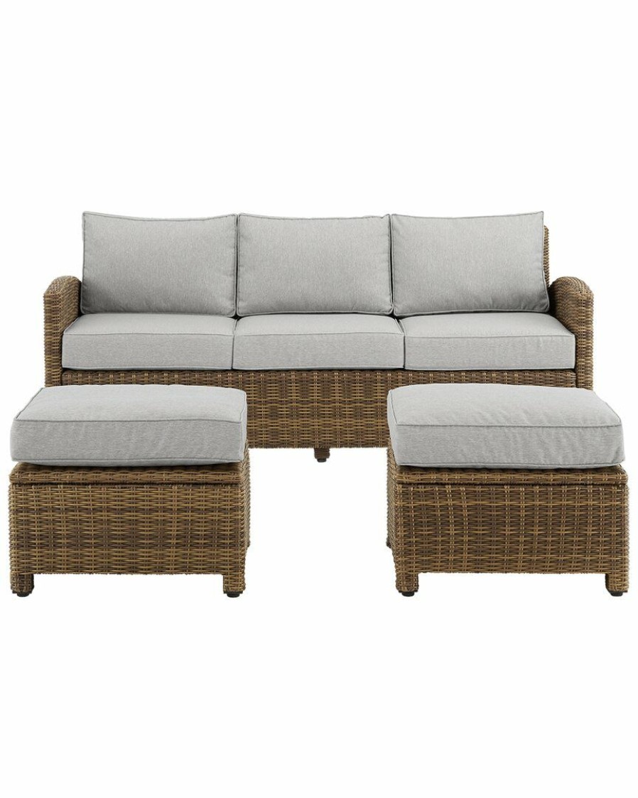 Seating Crosley | Crosley Bradenton 3Pc Outdoor Wicker Sofa Set Home Seating