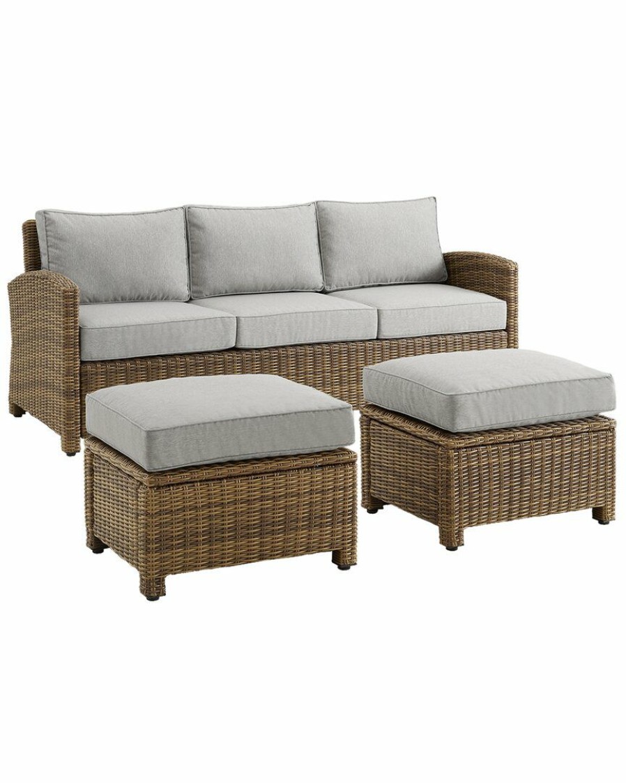 Seating Crosley | Crosley Bradenton 3Pc Outdoor Wicker Sofa Set Home Seating