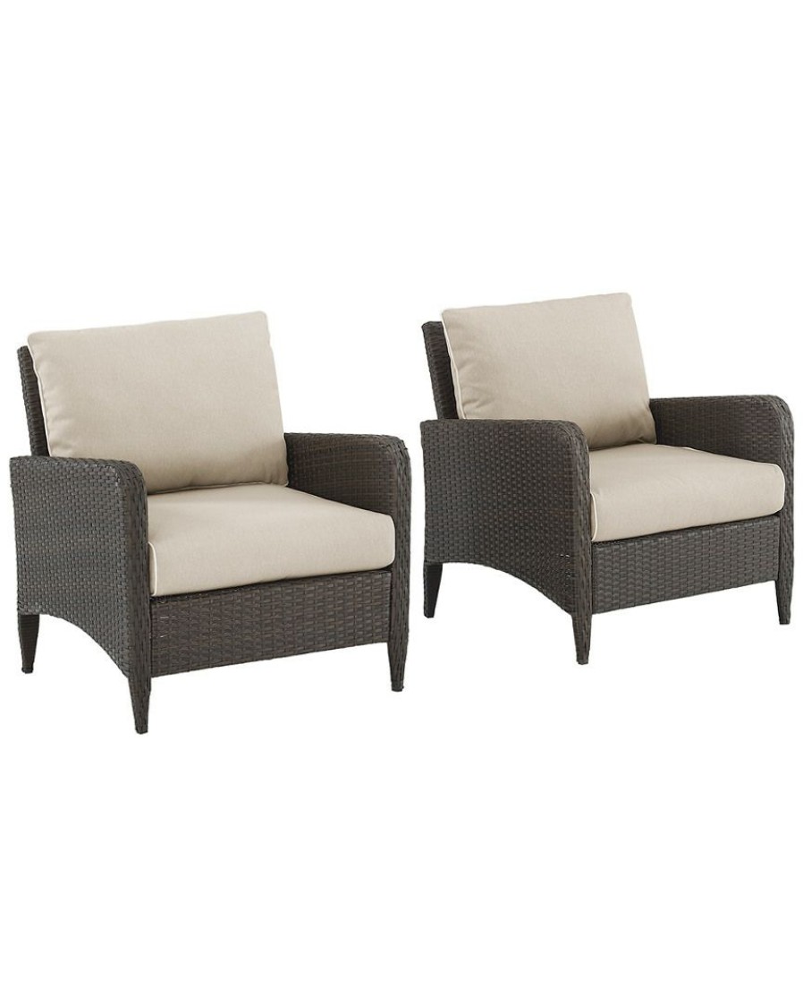 Seating Crosley | Crosley Kiawah 2Pc Outdoor Wicker Chair Set Home Seating