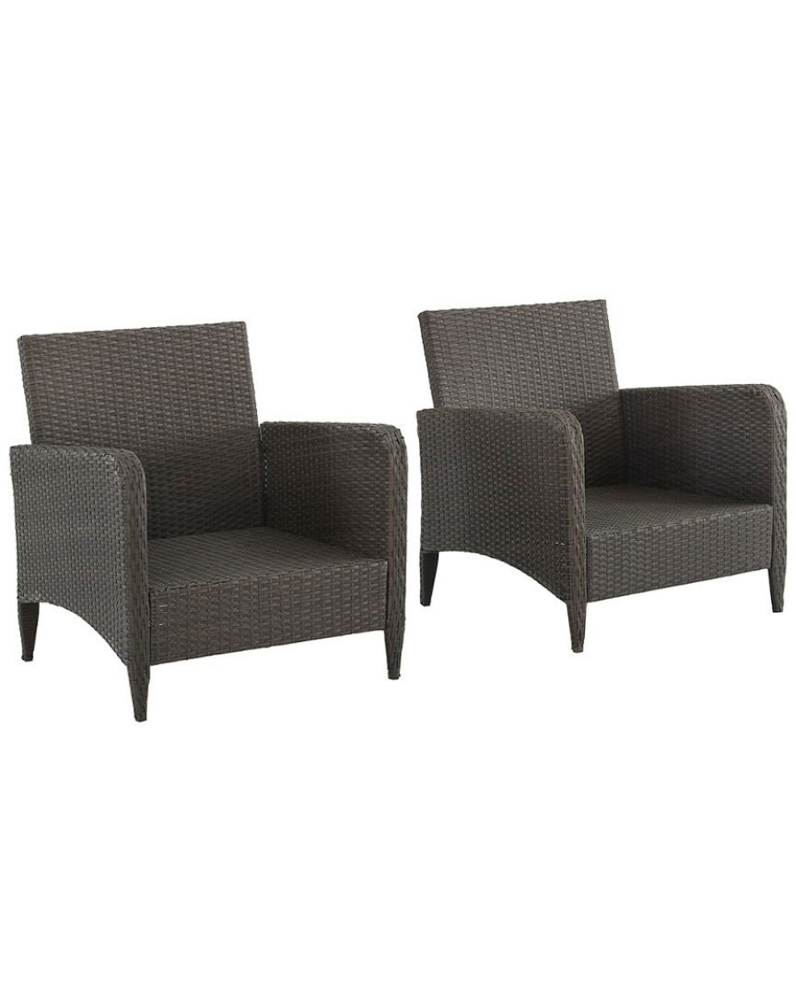 Seating Crosley | Crosley Kiawah 2Pc Outdoor Wicker Chair Set Home Seating