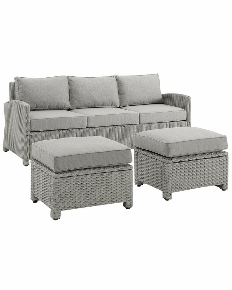 Seating Crosley | Crosley Bradenton 3Pc Outdoor Wicker Sofa Set Home Seating