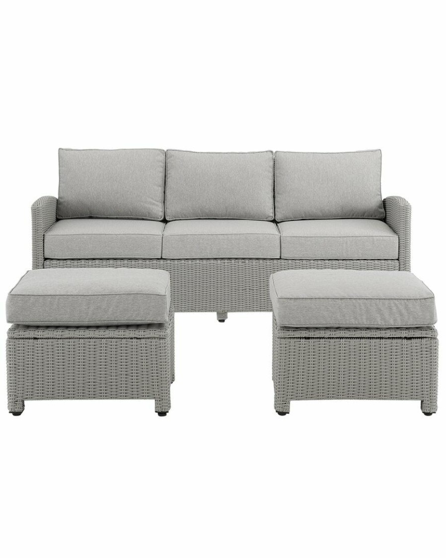 Seating Crosley | Crosley Bradenton 3Pc Outdoor Wicker Sofa Set Home Seating