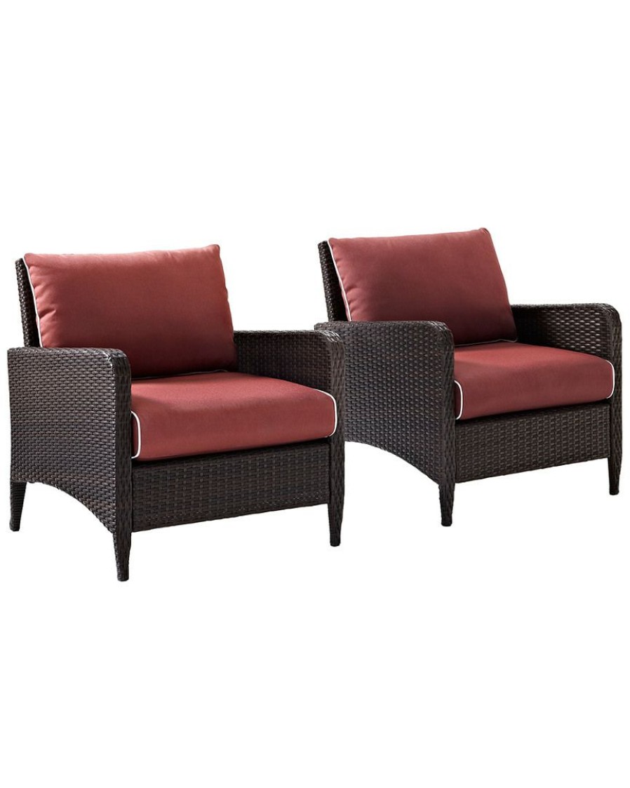 Seating Crosley | Crosley Kiawah 2Pc Outdoor Wicker Chair Set Home Seating