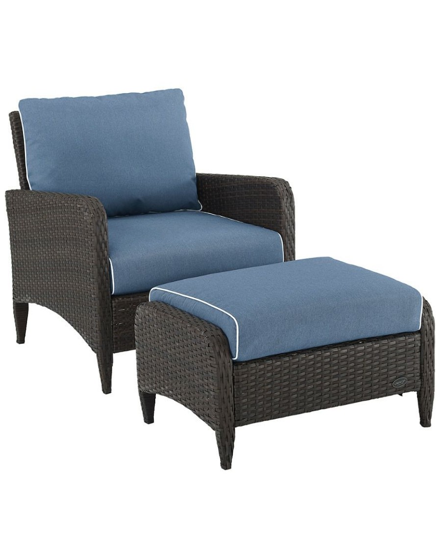 Seating Crosley | Crosley Kiawah 2Pc Outdoor Wicker Chair Set Home Seating