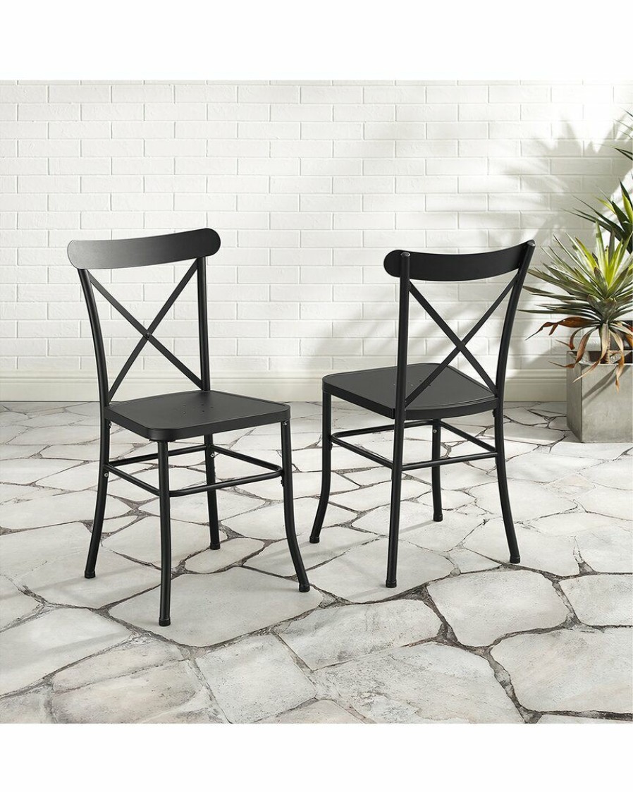 Seating Crosley | Crosley Furniture Astrid 2Pc Indoor/Outdoor Metal Dining Chair Set Home Seating