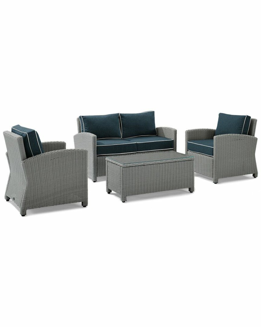 Seating Crosley | Crosley Furniture Bradenton 4Pc Outdoor Wicker Conversation Set Home Seating