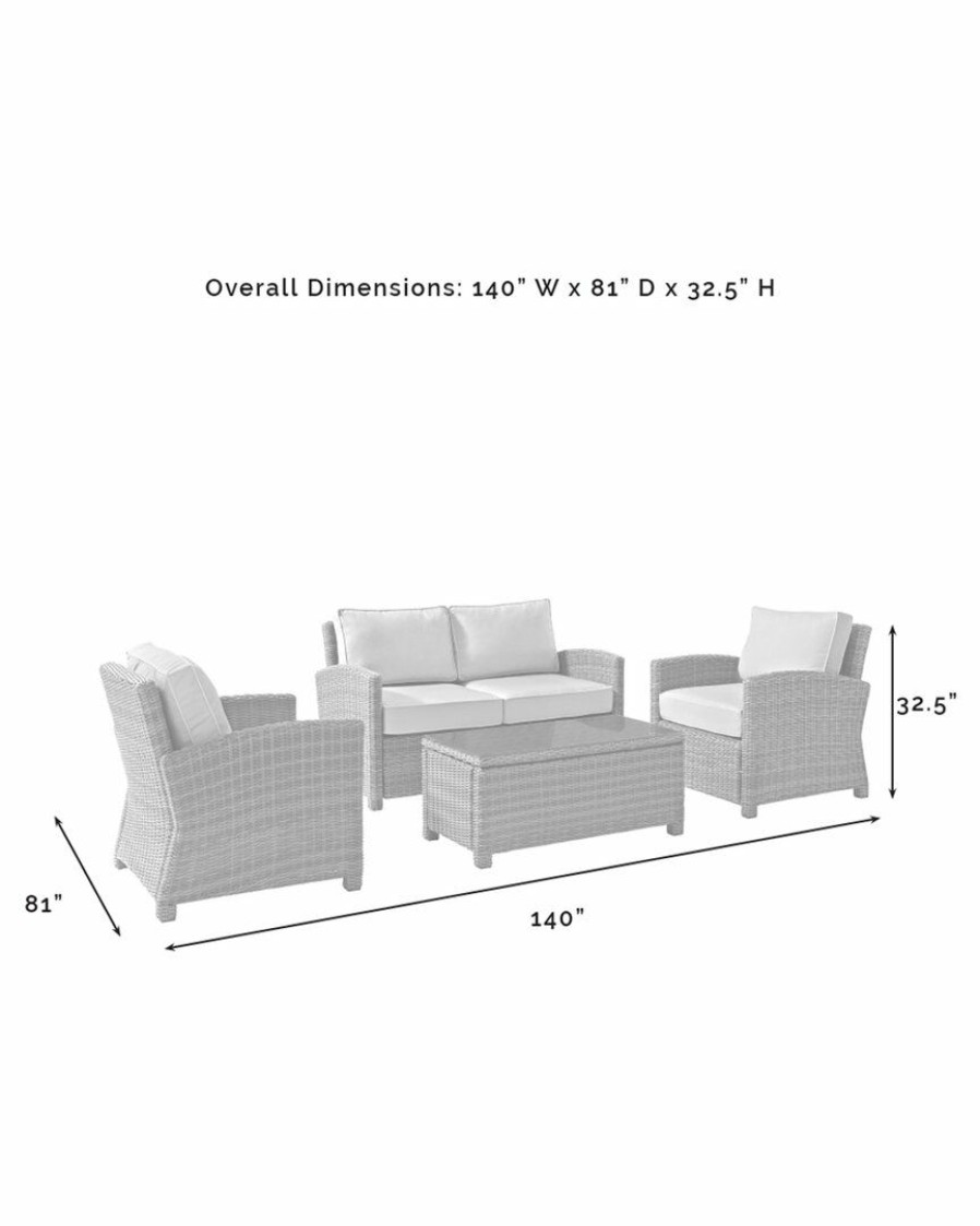 Seating Crosley | Crosley Furniture Bradenton 4Pc Outdoor Wicker Conversation Set Home Seating