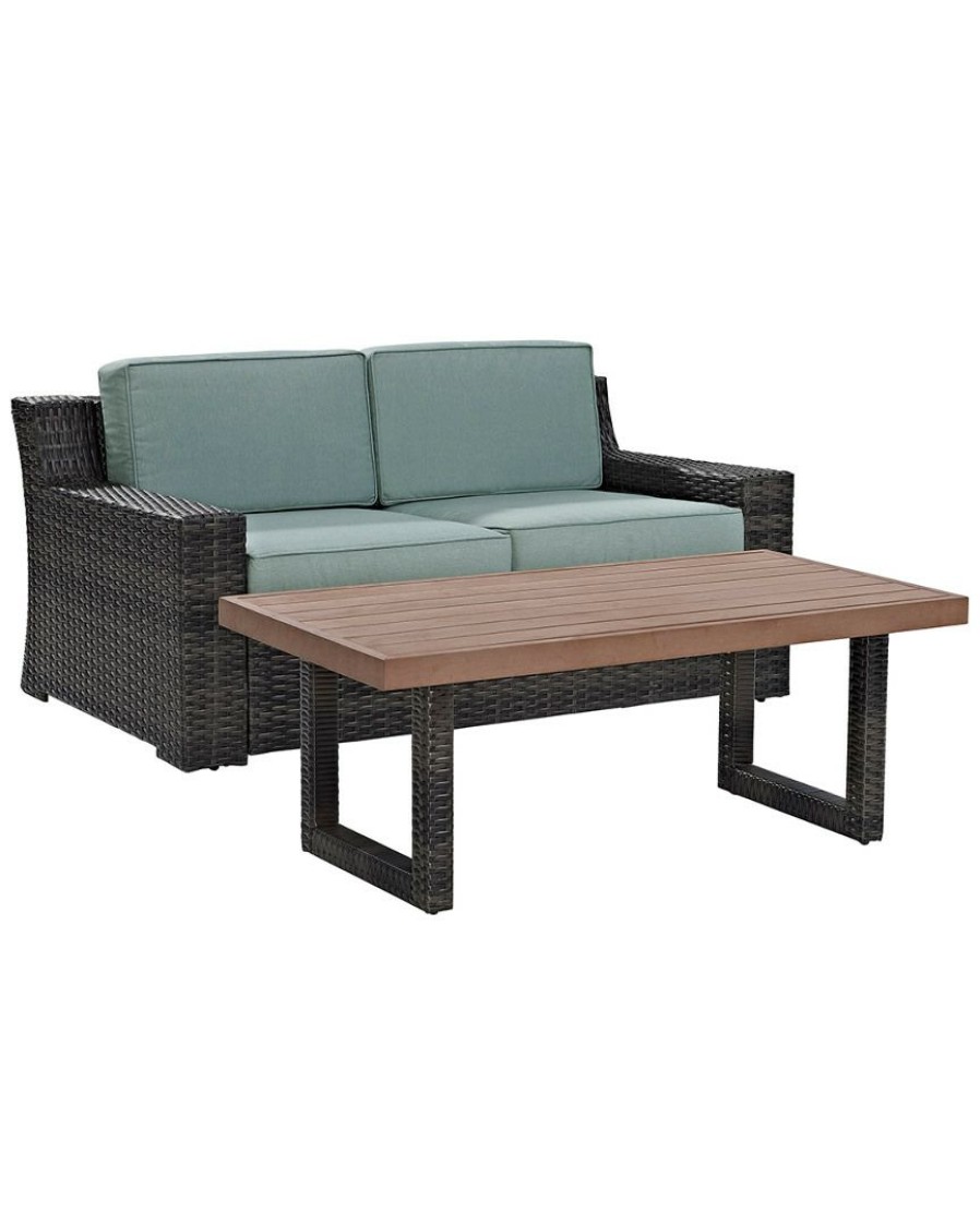 Seating Crosley | Crosley Beaufort 2Pc Outdoor Wicker Chat Set Home Seating