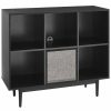 Bookcases & Shelving Crosley | Crosley Liam 6 Cube Record Storage Bookcase With Speaker Home Bookcases & Shelving