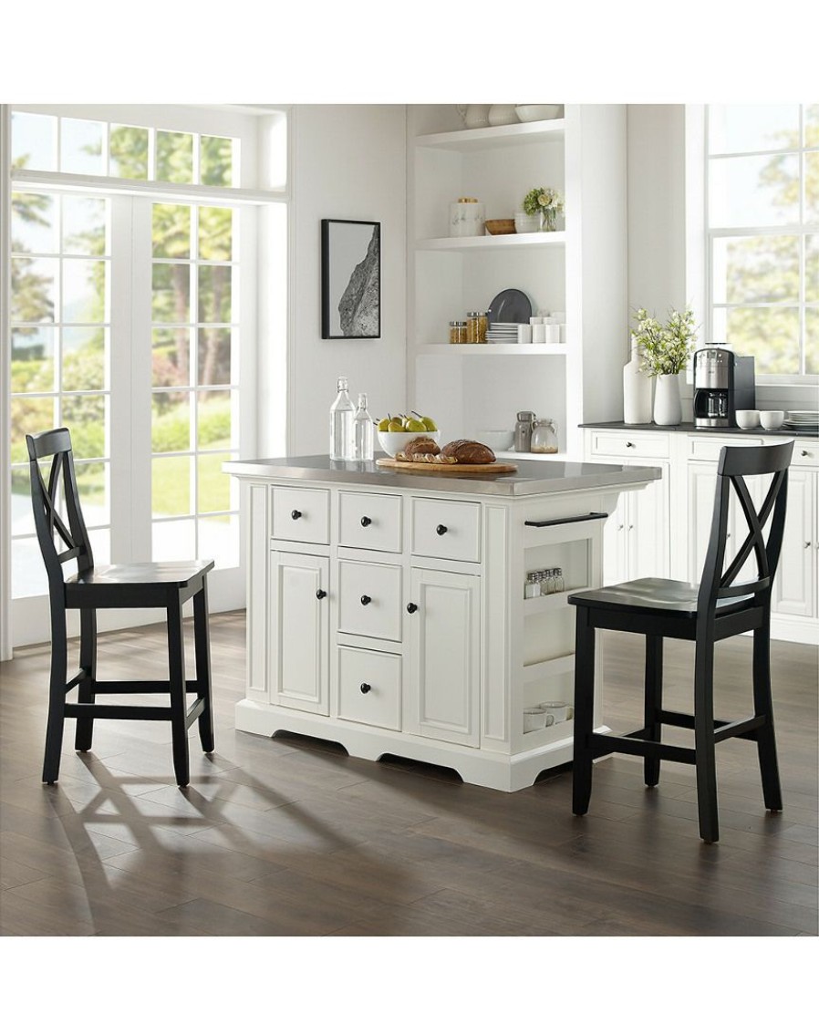 Sideboards & Credenzas Crosley | Crosley Julia Island W/X-Back Stools Home Sideboards & Credenzas