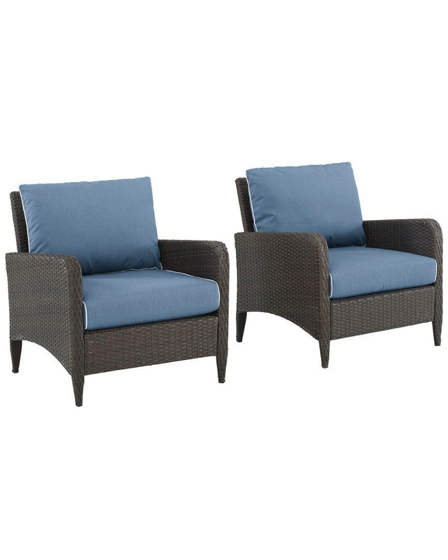 Seating Crosley | Crosley Kiawah 2Pc Outdoor Wicker Chair Set Home Seating