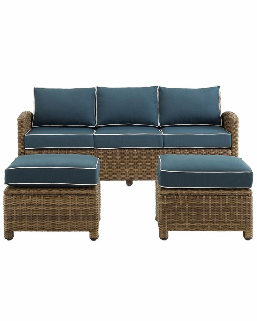 Seating Crosley | Crosley Bradenton 3Pc Outdoor Wicker Sofa Set Home Seating