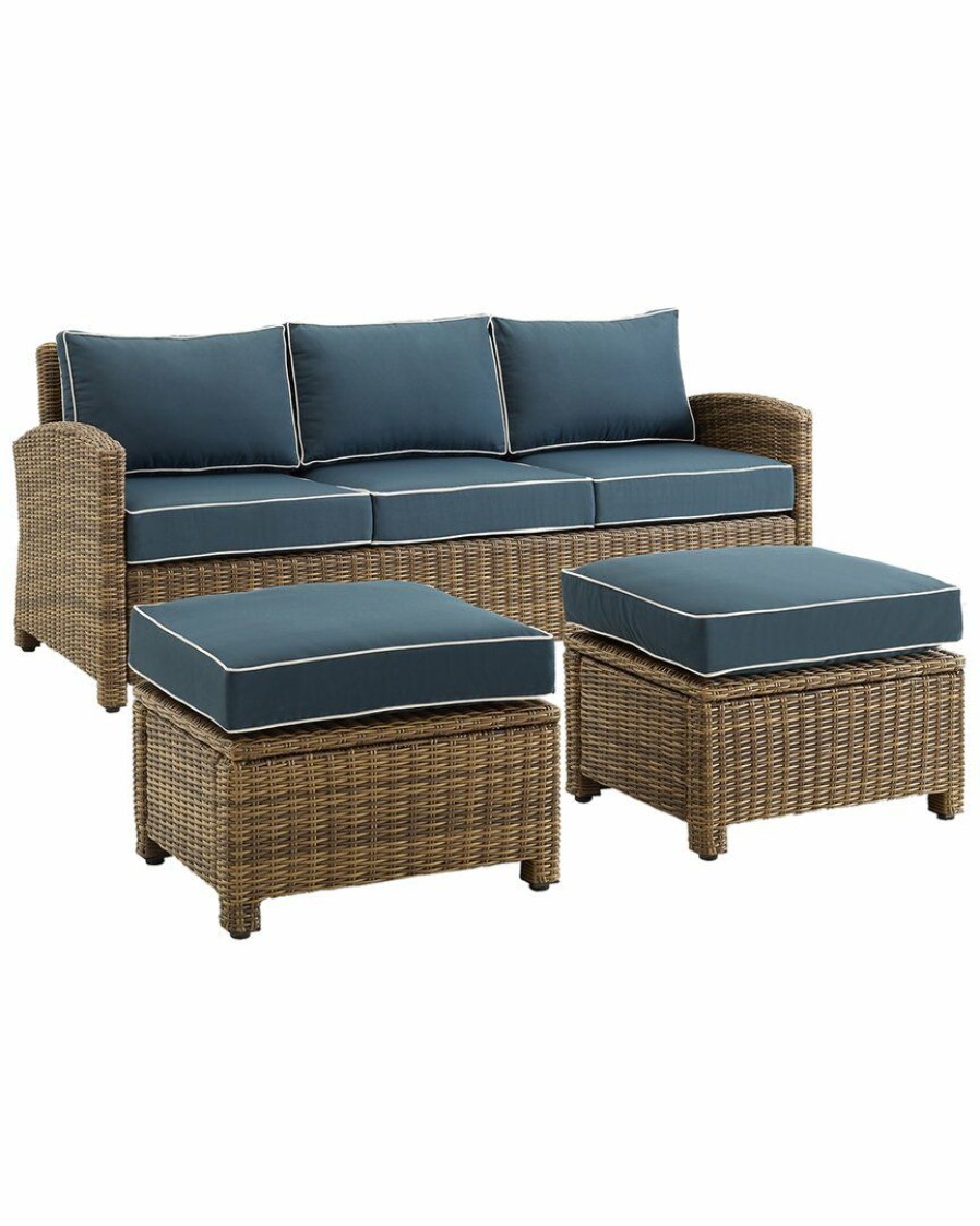 Seating Crosley | Crosley Bradenton 3Pc Outdoor Wicker Sofa Set Home Seating