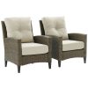 Seating Crosley | Crosley Rockport Outdoor Wicker 2Pc High Back Arm Chair Set Oatmeal/Light Brown 2 Arm Chairs Home Seating