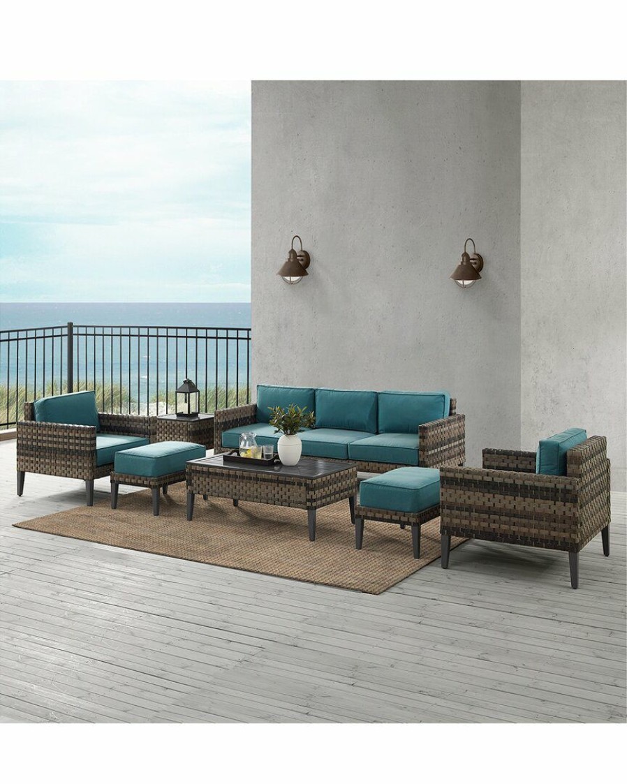 Seating Crosley | Crosley Furniture Prescott 7Pc Outdoor Wicker Sofa Set Home Seating