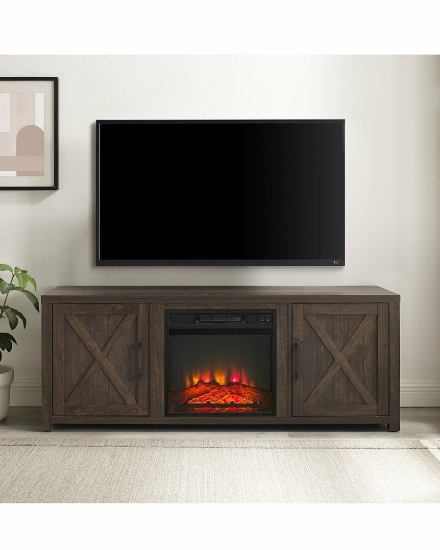 Tv Stands & Consoles Crosley | Crosley Furniture Gordon 58In Low-Profile Tv Stand W/Fireplace Home Tv Stands & Consoles