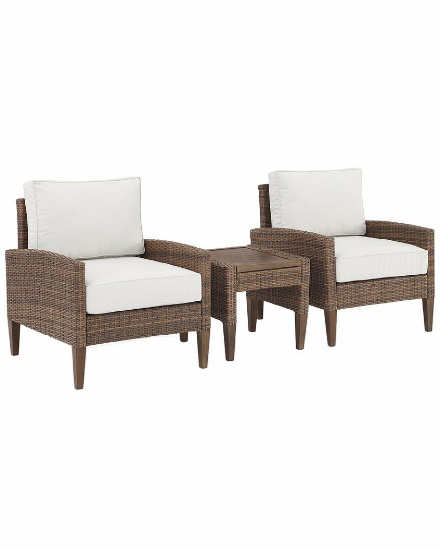 Seating Crosley | Crosley Capella 3Pc Outdoor Wicker Chair Set Home Seating