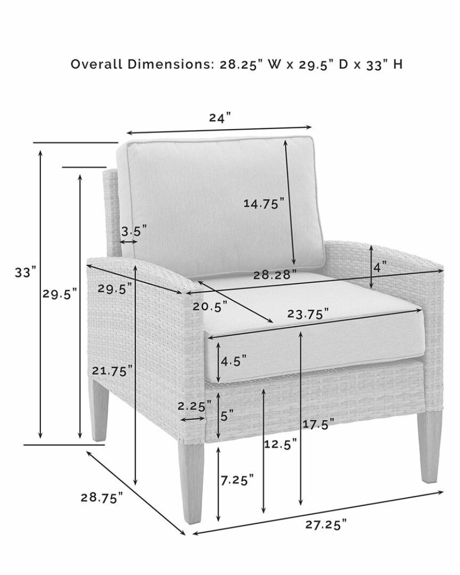 Seating Crosley | Crosley Capella 3Pc Outdoor Wicker Chair Set Home Seating