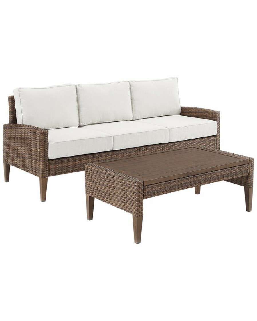 Seating Crosley | Crosley Capella Outdoor Wicker 2Pc Sofa Set Home Seating