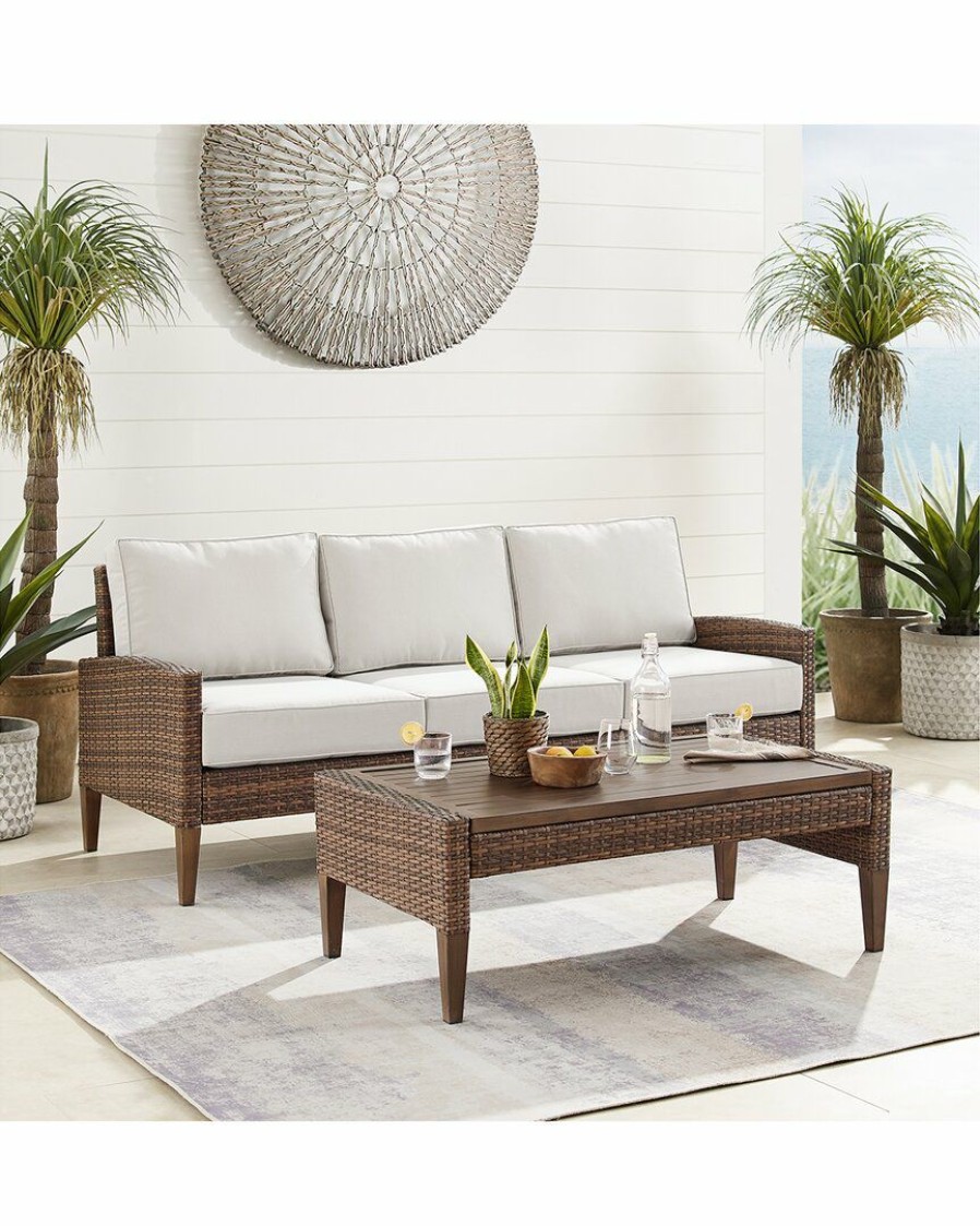 Seating Crosley | Crosley Capella Outdoor Wicker 2Pc Sofa Set Home Seating