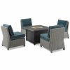 Seating Crosley | Crosley Furniture Bradenton 5Pc Outdoor Wicker Conversation Set W/Fire Table- Dante Fire Table & 4 Armless Chairs Home Seating