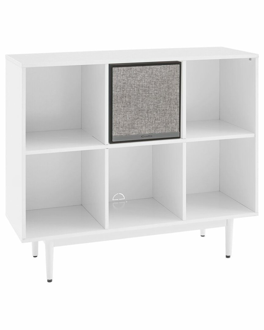 Bookcases & Shelving Crosley | Crosley Liam 6 Cube Record Storage Bookcase With Speaker Home Bookcases & Shelving