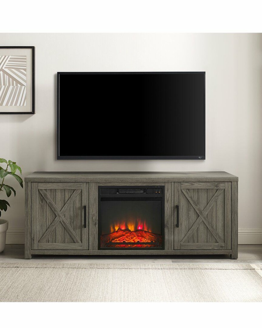 Tv Stands & Consoles Crosley | Crosley Furniture Gordon 58In Low-Profile Tv Stand W/Fireplace Home Tv Stands & Consoles