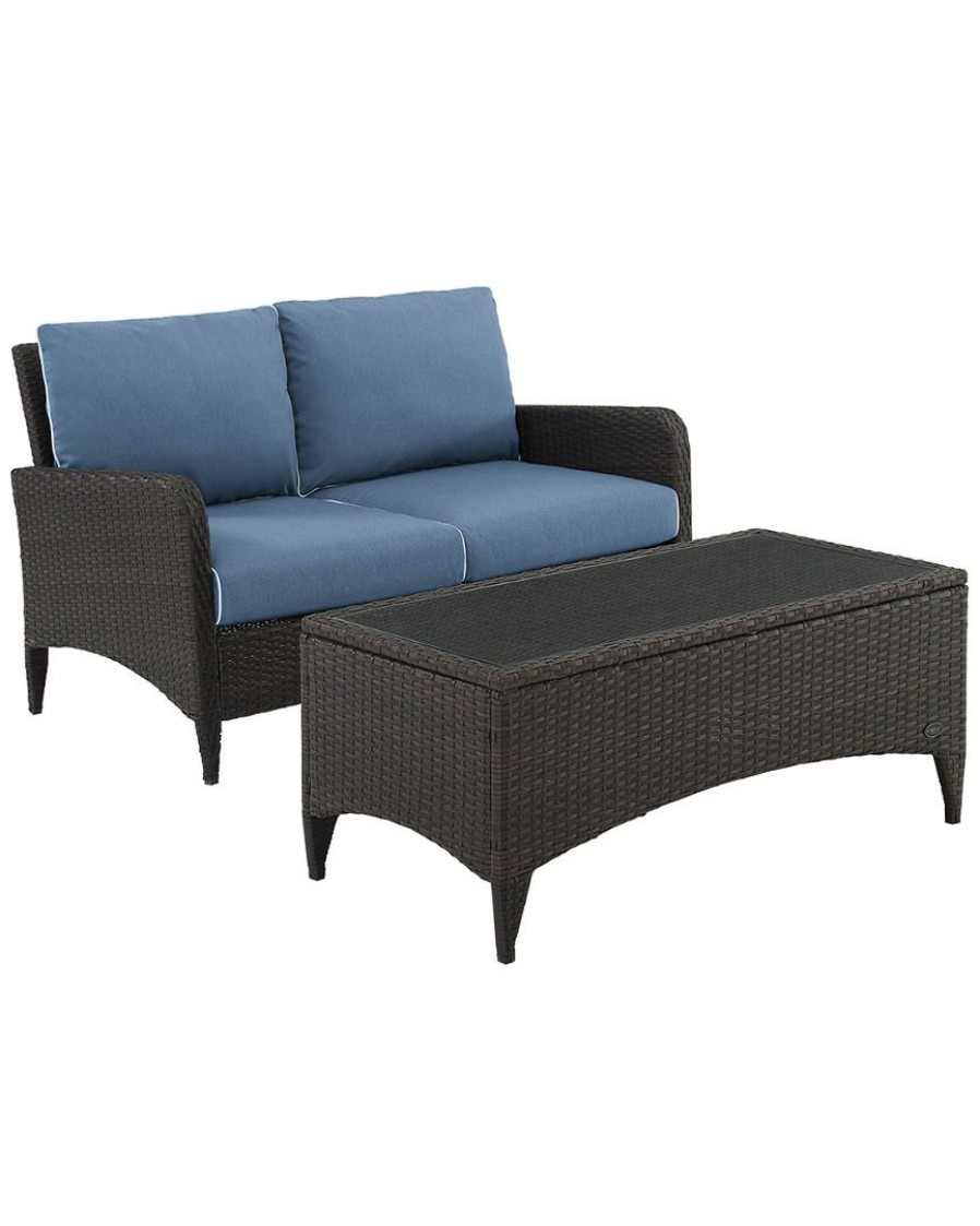 Seating Crosley | Crosley Kiawah 2Pc Outdoor Wicker Chat Set Home Seating