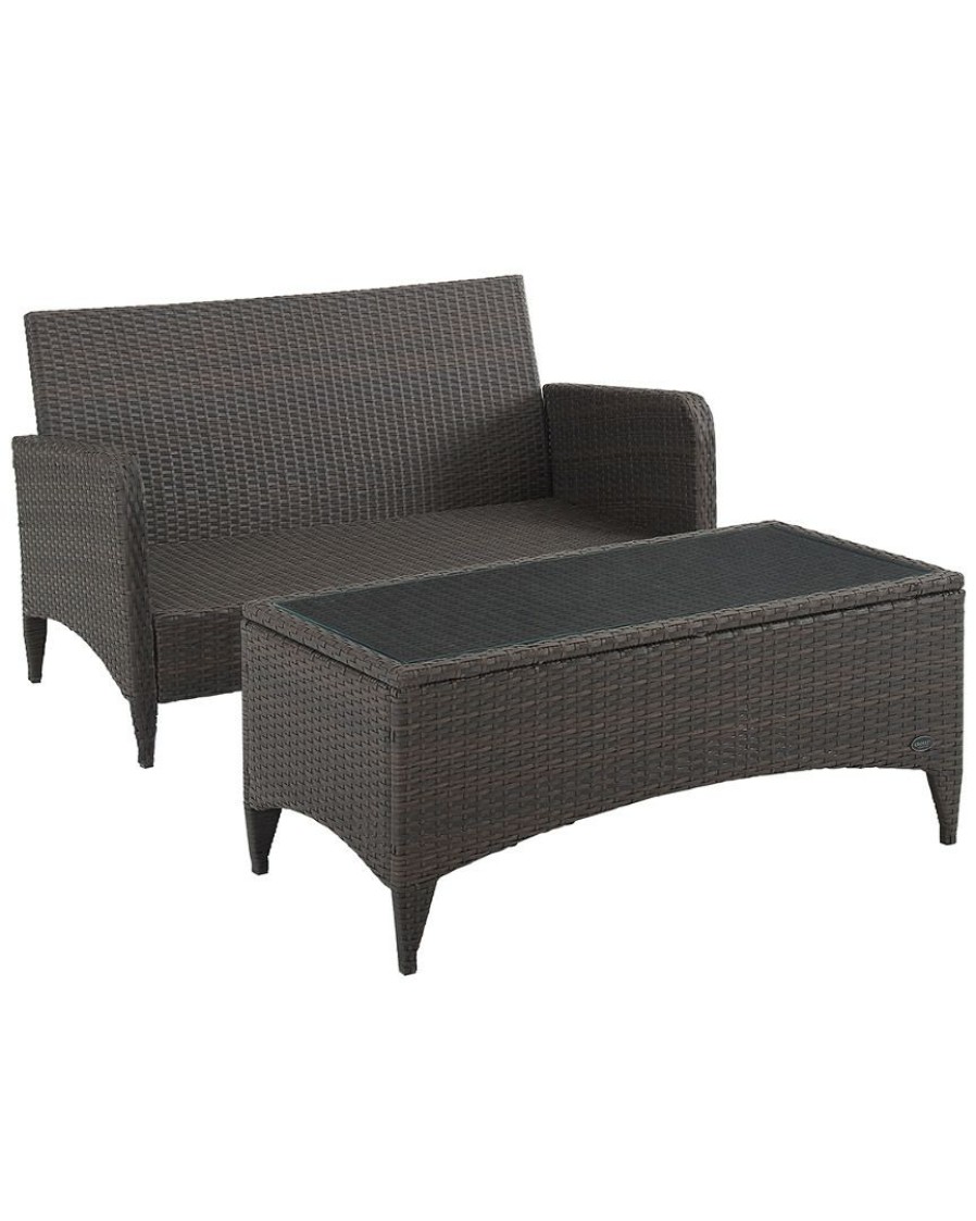 Seating Crosley | Crosley Kiawah 2Pc Outdoor Wicker Chat Set Home Seating