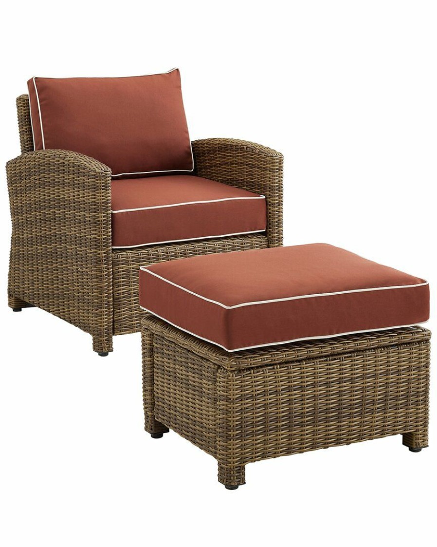 Seating Crosley | Crosley Bradenton 2Pc Outdoor Wicker Chair Set Home Seating