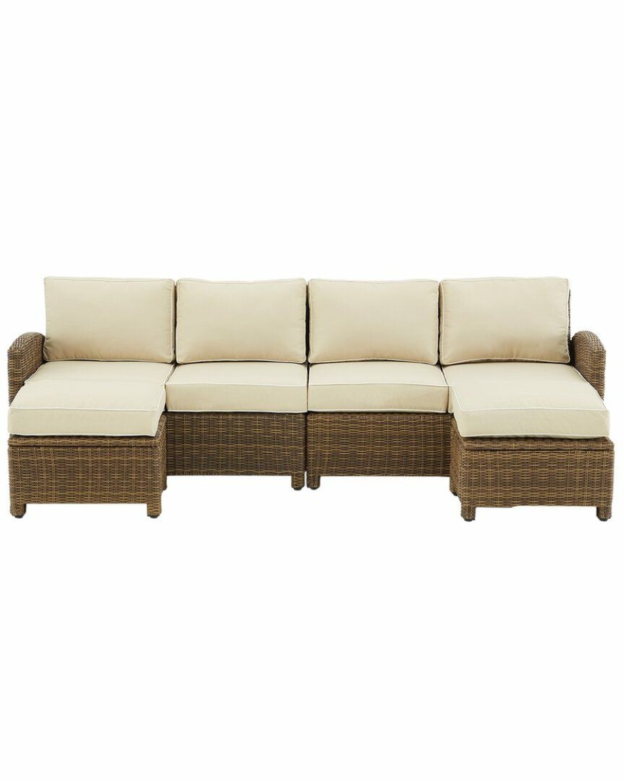 Seating Crosley | Crosley Bradenton 4Pc Outdoor Wicker Sectional Set Home Seating