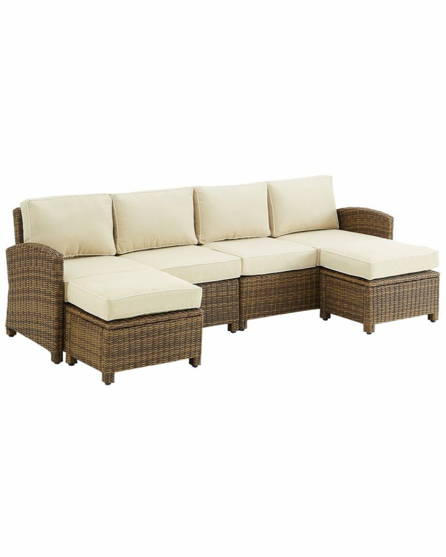 Seating Crosley | Crosley Bradenton 4Pc Outdoor Wicker Sectional Set Home Seating