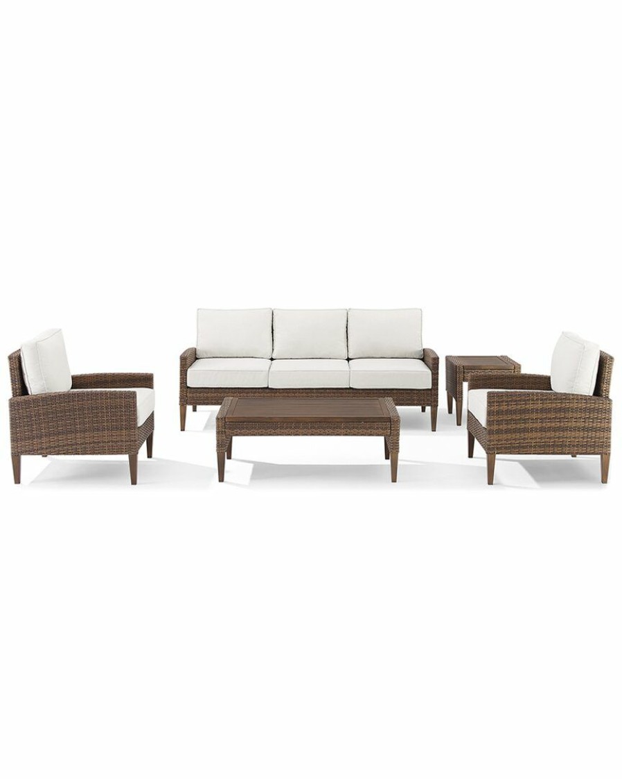 Seating Crosley | Crosley Capella 5Pc Outdoor Wicker Sofa Set Home Seating