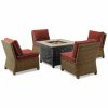 Seating Crosley | Crosley Furniture Bradenton 5Pc Outdoor Wicker Conversation Set W/Fire Table- Tucson Fire Table & 4 Armless Chairs Home Seating