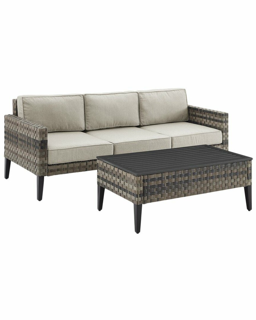 Seating Crosley | Crosley Furniture Prescott 2Pc Outdoor Wicker Sofa Set Home Seating