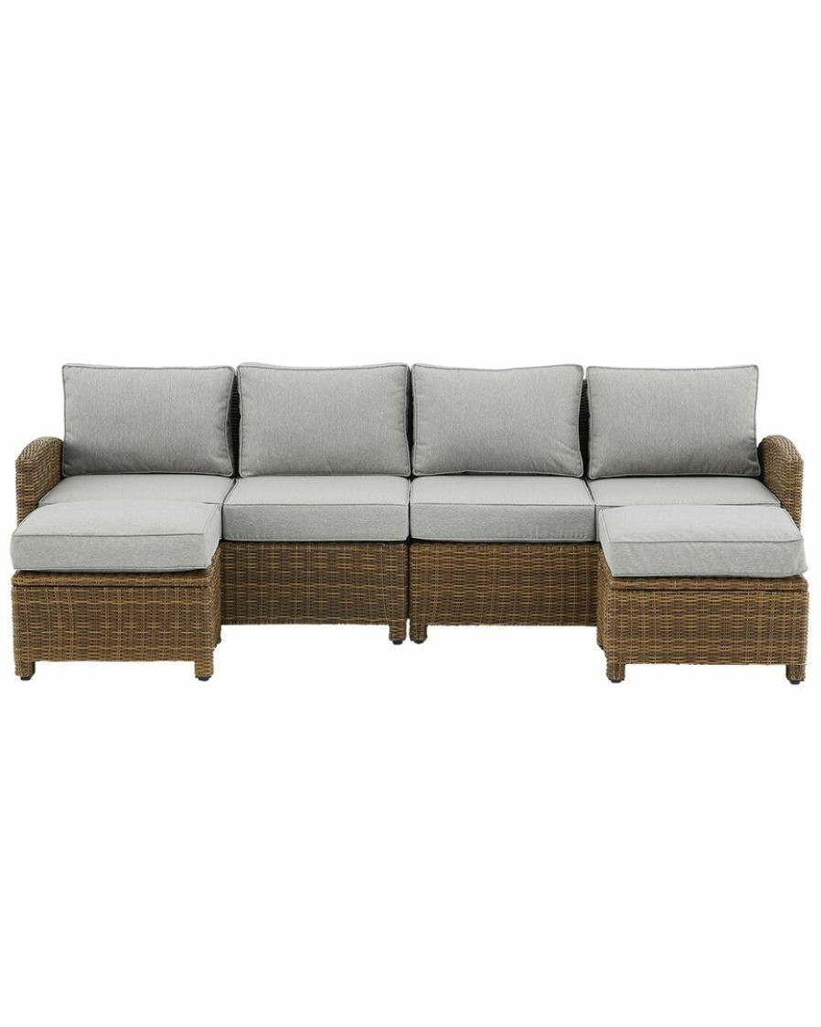 Seating Crosley | Crosley Bradenton 4Pc Outdoor Wicker Sectional Set Home Seating