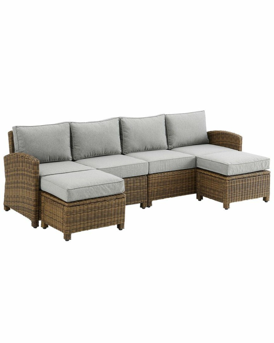 Seating Crosley | Crosley Bradenton 4Pc Outdoor Wicker Sectional Set Home Seating