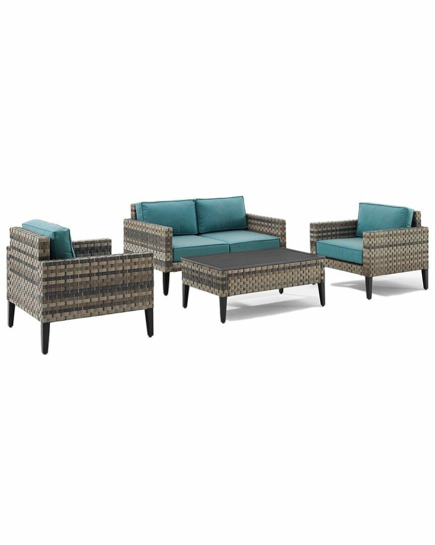 Seating Crosley | Crosley Furniture Prescott 4Pc Outdoor Wicker Conversation Set Home Seating