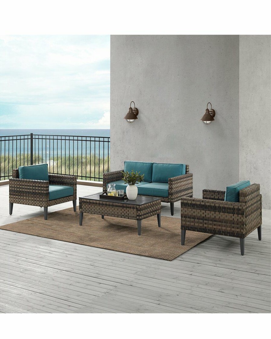 Seating Crosley | Crosley Furniture Prescott 4Pc Outdoor Wicker Conversation Set Home Seating