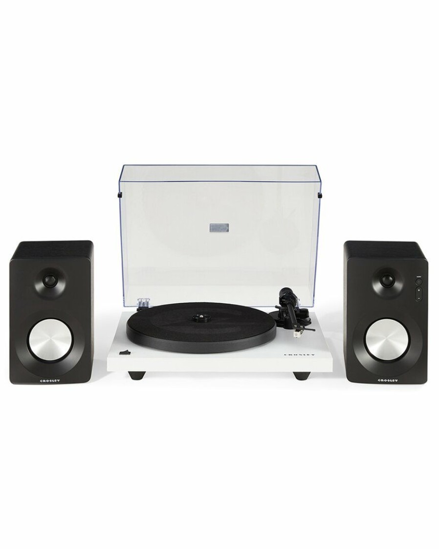 Smart Home Devices Crosley | Crosley Radio White Kt6101 Turntable And Speaker Kit Home Smart Home Devices