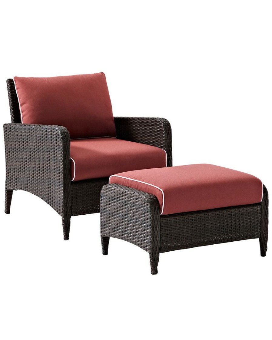 Seating Crosley | Crosley Kiawah 2Pc Outdoor Wicker Chair Set Home Seating