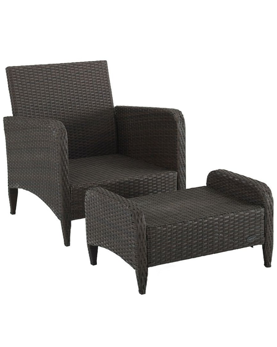 Seating Crosley | Crosley Kiawah 2Pc Outdoor Wicker Chair Set Home Seating